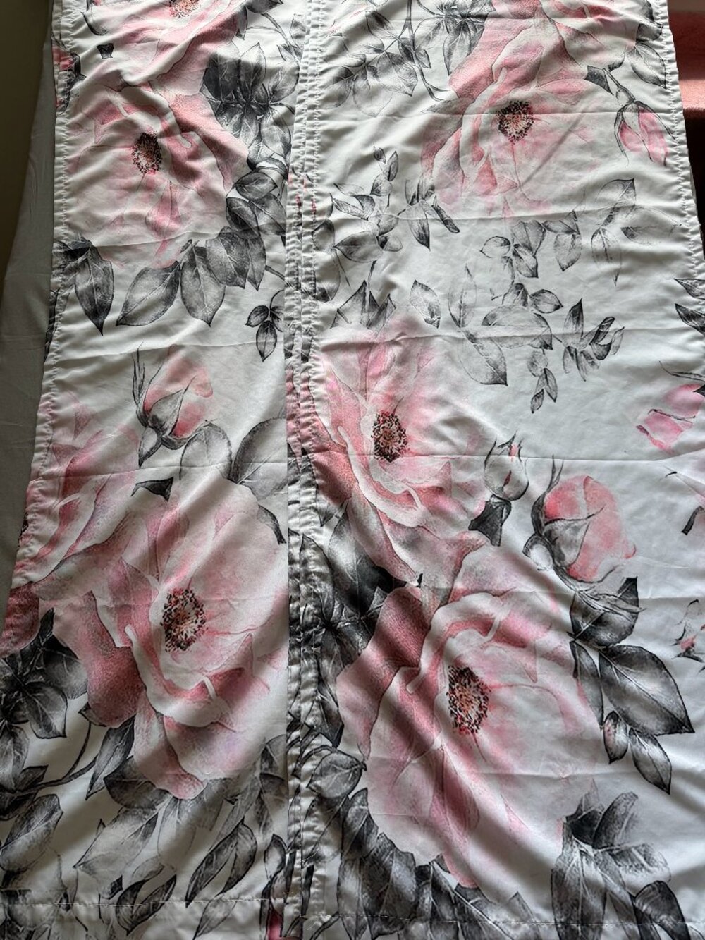 Set of 4 Watercolor Floral Curtains 23" X 58" Pink, Black And White
